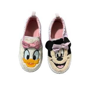 Disney Minnie Mouse & Daisy Duck Slip On Sneakers Girls Fuzzy Shoes